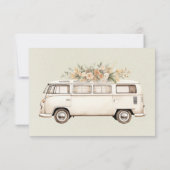 Lichtgroene bruid en bruidegom bloemen bruiloft RSVP kaartje (Achterkant)