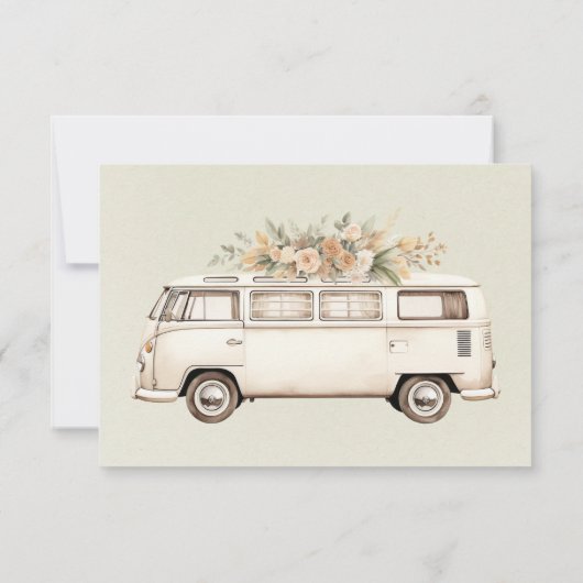 Lichtgroene bruid en bruidegom bloemen bruiloft RSVP kaartje (Achterkant)