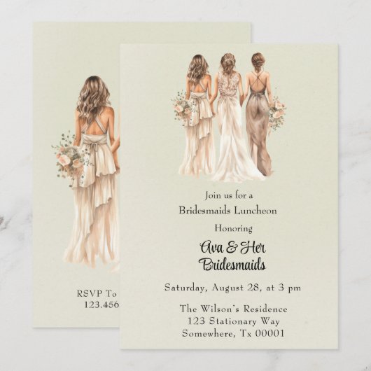 Lichtgroene bruidsmeisjes Bridesmaids Luncheon Kaart (Voorkant / Achterkant)