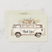 Lichtgroene  bus bruiloft bedankkaart (Voorkant / Achterkant)