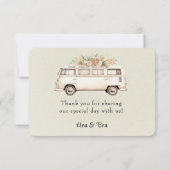Lichtgroene  bus bruiloft bedankkaart (Achterkant)