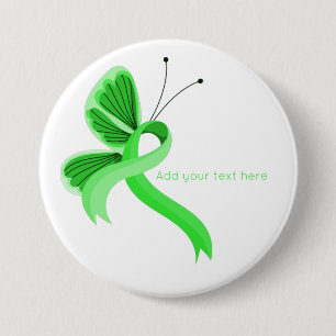 Lichtgroene butterfly-voorlichtingslint ronde button 7,6 cm