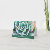 Lichtgroene cactus foto script monogram naam vetge bedankkaart (Voorkant)