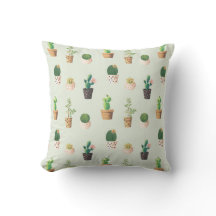 Lichtgroene cactus Succulent Plant Pattern Pillow