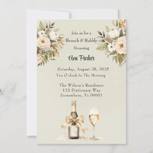 Lichtgroene Champagne Wijnglas Brunch & Bubbly Kaart (Voorkant)