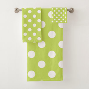Lichtgroene Chartreuse & Witte Stippen Stip Bad Handdoek