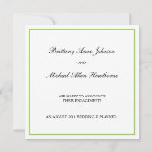 Lichtgroene damasten trouw- en verlovingsaankondig aankondiging (Achterkant)