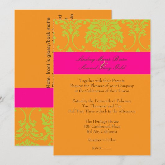 Lichtgroene damp/roze/oranje kaart (Voorkant / Achterkant)