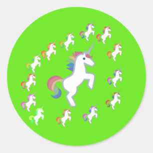 Lichtgroene Eenhoorn Cirkel Vonk Ronde Sticker