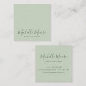 Lichtgroene elegant minimalistisch professioneel vierkante visitekaartje (Voorkant / Achterkant)