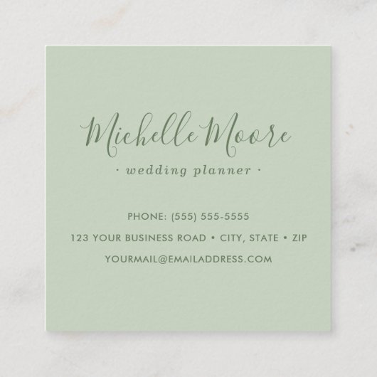 Lichtgroene elegant minimalistisch professioneel vierkante visitekaartje (Achterkant)