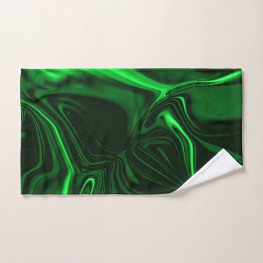 Lichtgroene en donkere curven op een donkere achte bad handdoek (Handdoek)