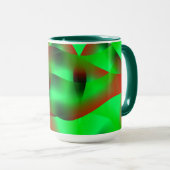 Lichtgroene en heldere rode golvingen, met schaduw mok (Voorkant rechts)