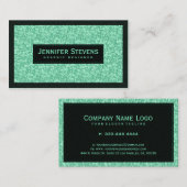 Lichtgroene faux-glitter en -sparken visitekaartje (Voorkant / Achterkant)