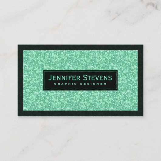 Lichtgroene faux-glitter en -sparken visitekaartje (Voorkant)