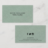 Lichtgroene faux linnen textuur achtergrond visitekaartje (Voorkant / Achterkant)
