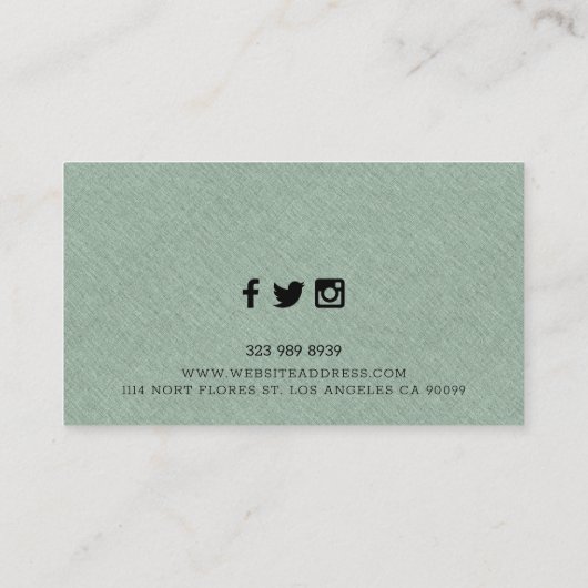 Lichtgroene faux linnen textuur achtergrond visitekaartje (Achterkant)