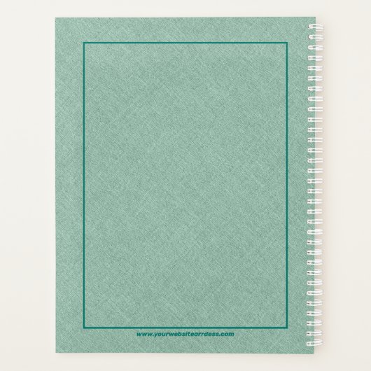 Lichtgroene faux linnen textuur planner (Achterkant)