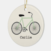 Lichtgroene fiets, speciaal gepersonaliseerd versi keramisch ornament (Links)