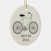 Lichtgroene fiets, speciaal gepersonaliseerd versi keramisch ornament (Rechts)