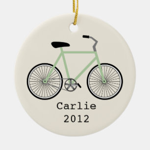 Lichtgroene fiets, speciaal gepersonaliseerd versi keramisch ornament
