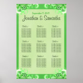 Lichtgroene "Floral Wedding Table"-stoelenkaart Poster (Voorkant)