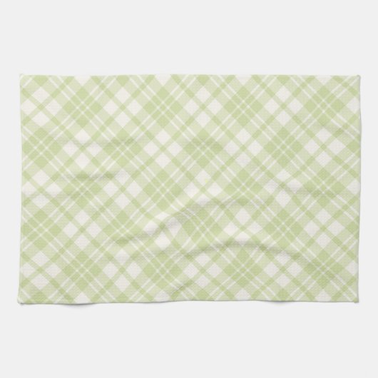 Lichtgroene geblokte keukenhanddoek (Horizontaal)