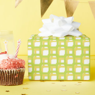 Lichtgroene gele geweven vierkanten cadeaupapier