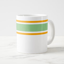 Lichtgroene gele top racestrepen op wit grote koffiekop