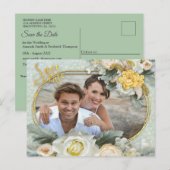 Lichtgroene, gele & witte mandala's aankondigingskaart (Voorkant / Achterkant)