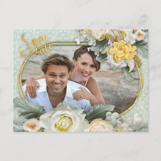 Lichtgroene, gele & witte mandala's aankondigingskaart (Voorkant)