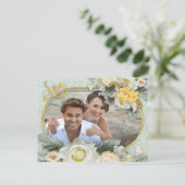 Lichtgroene, gele & witte mandala's aankondigingskaart (Staand voorkant)