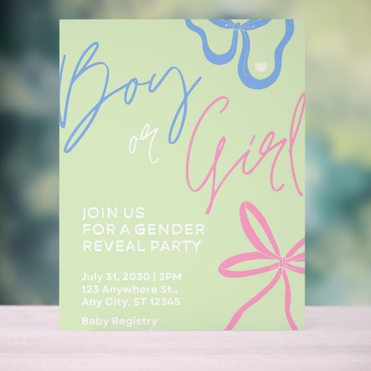Lichtgroene gender reveal party acryl bord (Neutraal)