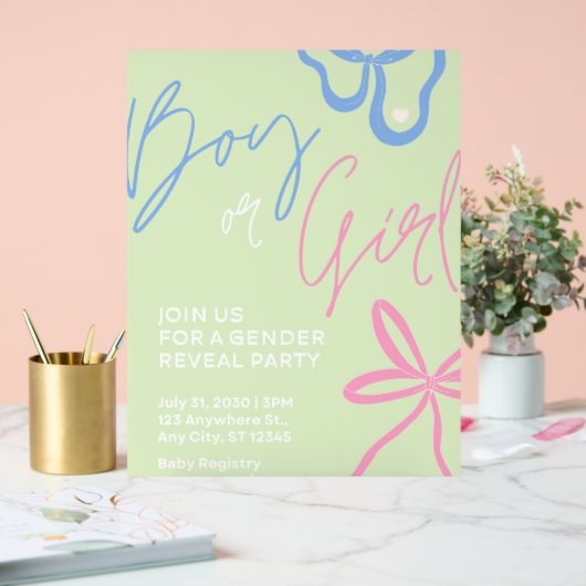 Lichtgroene gender reveal party acryl bord (Huwelijk)