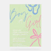Lichtgroene Gender Reveal Party Invitation Acryl Bord (Voorkant)