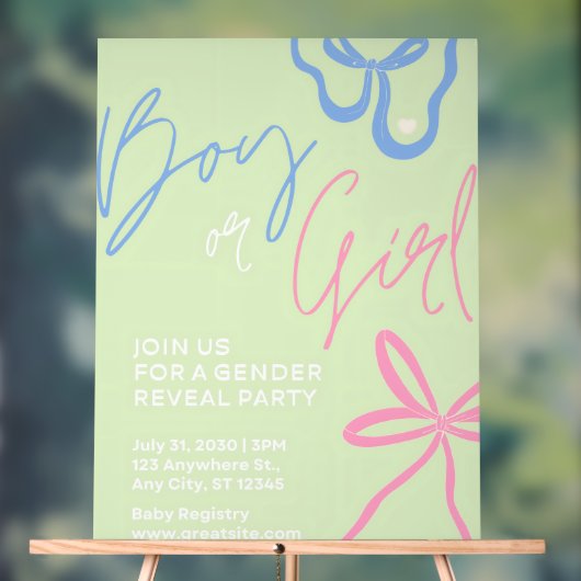 Lichtgroene Gender Reveal Party Invitation Acryl Bord (Neutraal)