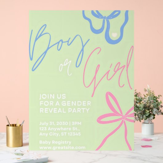 Lichtgroene Gender Reveal Party Invitation Acryl Bord (Huwelijk)