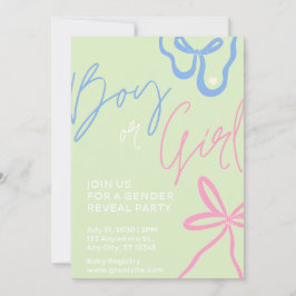 Lichtgroene Gender Reveal Party Invitation Kaart