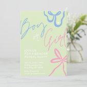 Lichtgroene Gender Reveal Party Invitation Kaart (Staand voorkant)