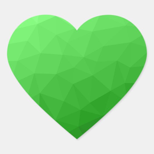 Lichtgroene geometrische mesh heldere patroon hart sticker (Voorkant)
