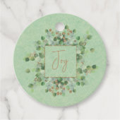 Lichtgroene glitter Botanische Eucalyptus Aangepas Bedankjes Labels (Voorkant)