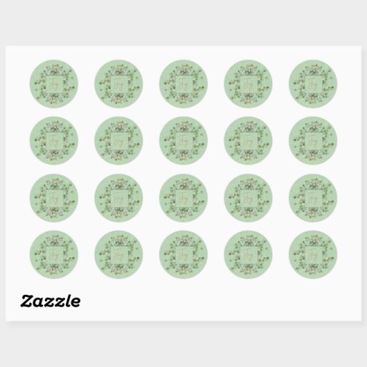 Lichtgroene glitter Eucalyptus Ronde Sticker (Vel)