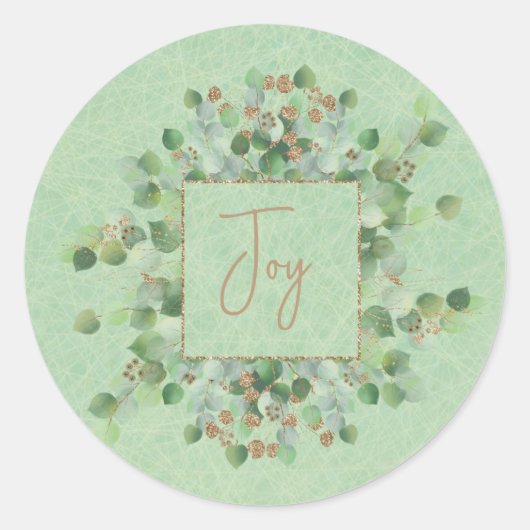 Lichtgroene glitter Eucalyptus Ronde Sticker (Voorkant)