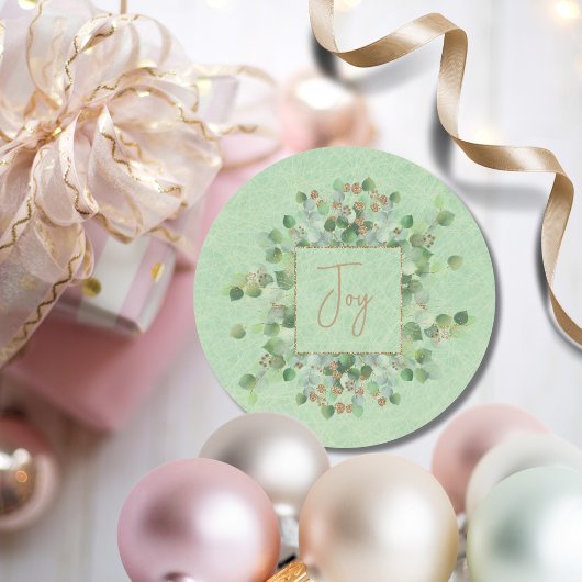 Lichtgroene glitter Eucalyptus Ronde Sticker