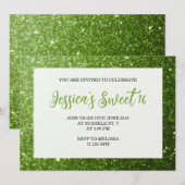 Lichtgroene glitters Zachtjes 16 elegante script Kaart (Voorkant / Achterkant)