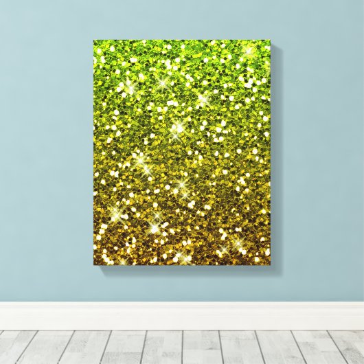 Lichtgroene goudglitters canvas afdruk (Insitu (Houten vloer))