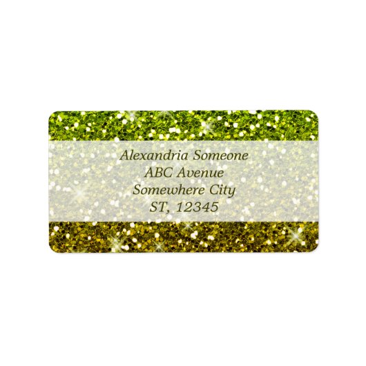 Lichtgroene goudglitters etiket (Voorkant)