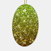 Lichtgroene goudglitters keramisch ornament (Links)