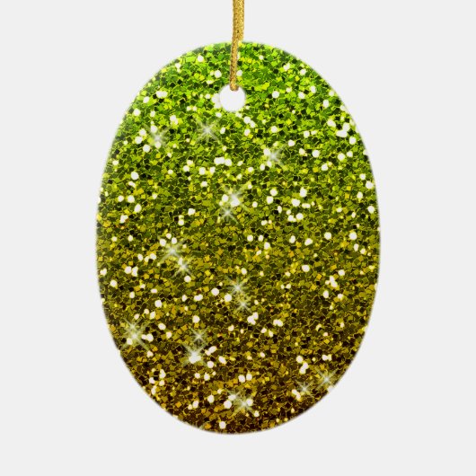 Lichtgroene goudglitters keramisch ornament (Voorkant)