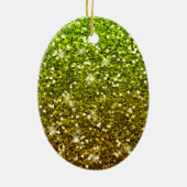 Lichtgroene goudglitters keramisch ornament (Achterkant)